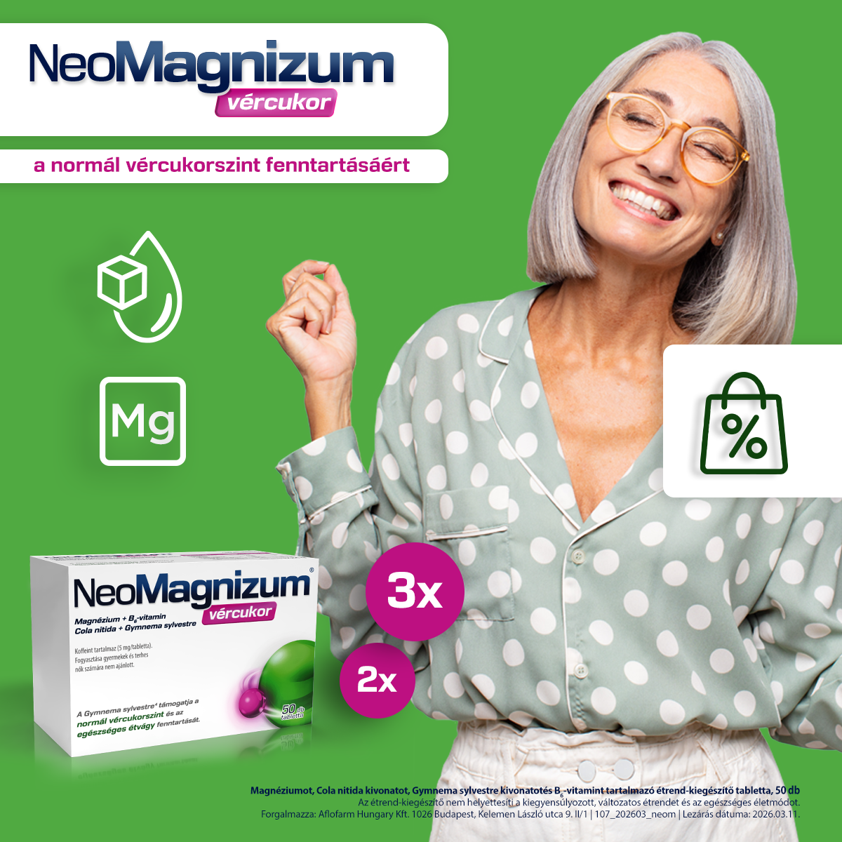 NeoMagnizum VÉRCUKOR 3×50 db-os csomag