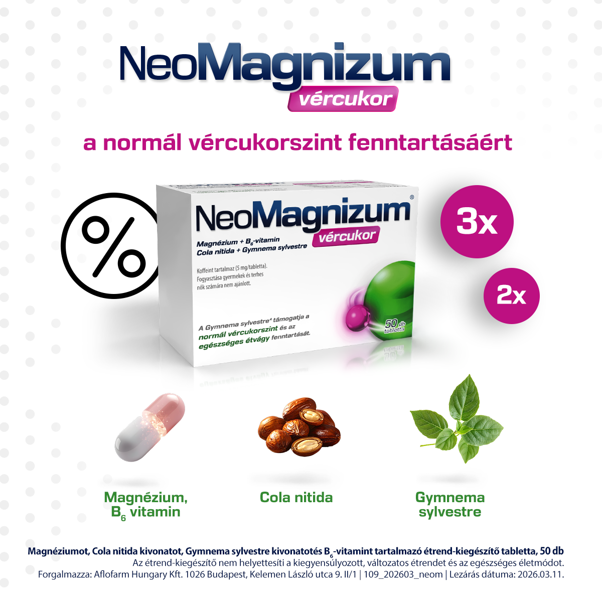 NeoMagnizum VÉRCUKOR 3×50 db-os csomag